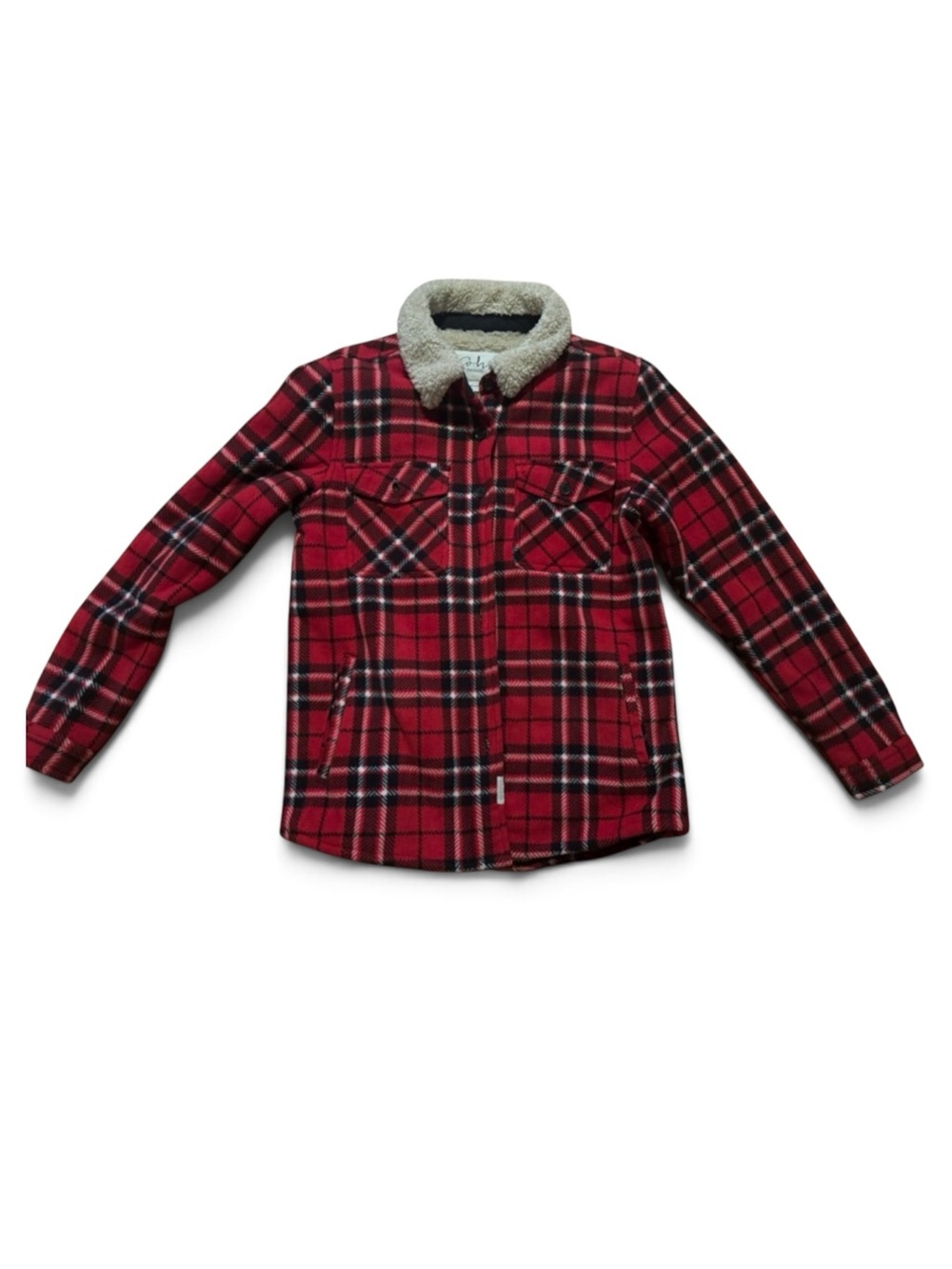 Soho Threads Sherpa Lined Plaid Shacket Jacket Women’s Medium Red Buffalo Plaid
